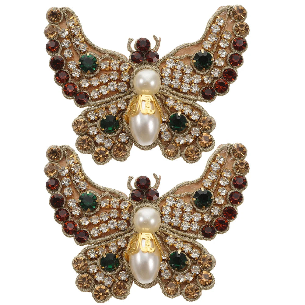 2 Pcs Apparel Hot Glue Bottom Cloth Sticker Bride Shoe Jewelry Clips Imitation Pearls Clothing Patch Repairing Patches