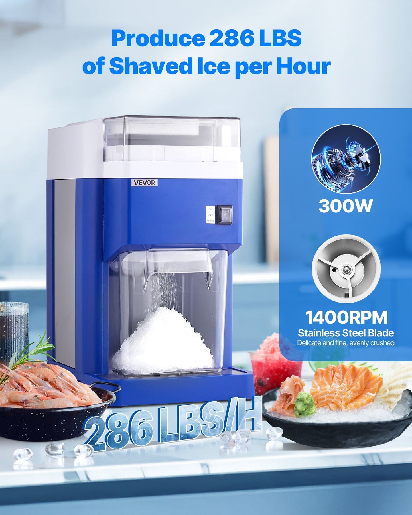 Commercial Ice Shaver Machine, 1.91QT /1.8L Large Electric Snow Cone