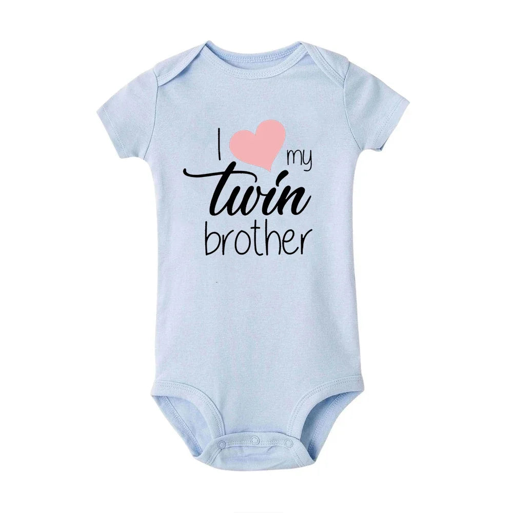 Twins Infant Bodysuit I Love My Twin Sister Brother Newborn Boys Girl Short Sleeve Jumpsuit Toddler Clothes Baby Gift Romper
