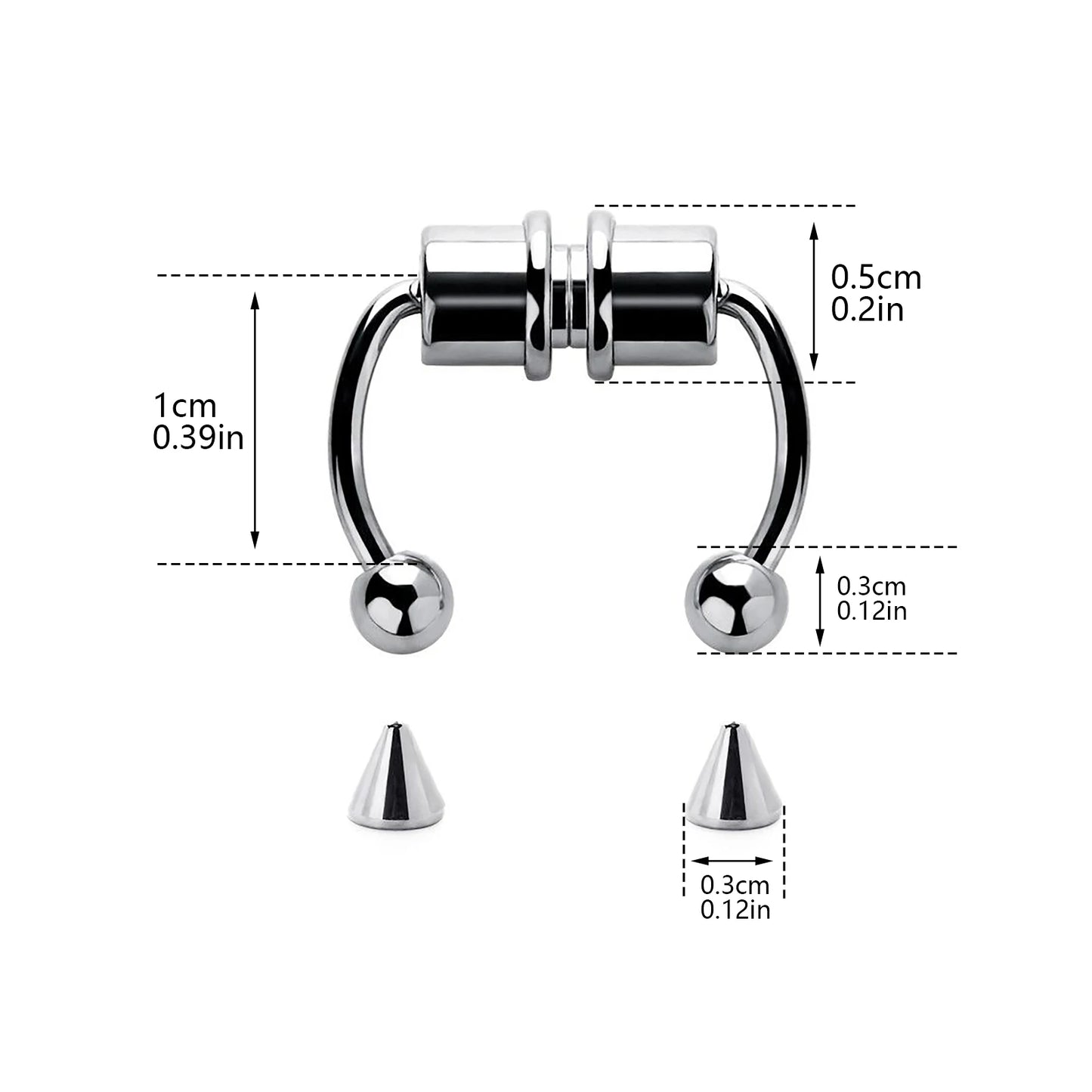 1/4pcs Women's Fake Nose Rings - Magnetic Stainless Steel Septum Hoops, Rock Hip Hop Body Jewelry