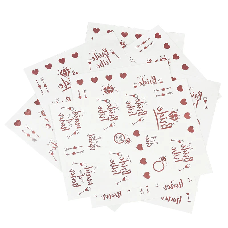 Bachelorette Party Tattoo Sticker Waterproof Golden Temporary Tattoos Bride To Be Sticker Bridal Shower Body Decoration Supplies
