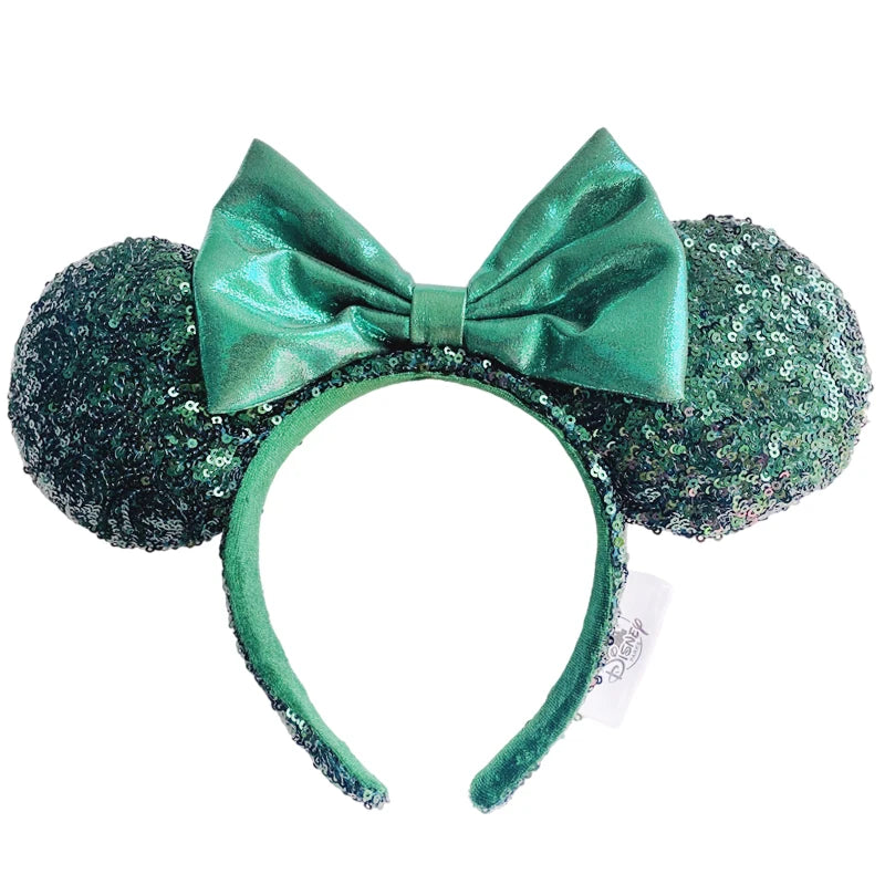 Disney Princess Mickey Mouse Headband Mickey Ear Rapunzel Snow White Sequin Bow Hair Hoop Gift Girl Accessories Christmas Gift