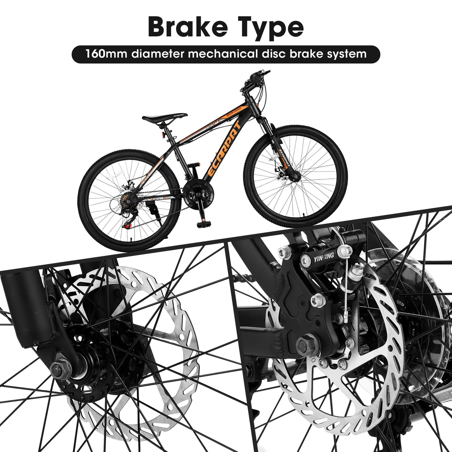 Carpat™ – 26" Mountain Bike (Black-Orange, Dual Disc, 21-Speed)