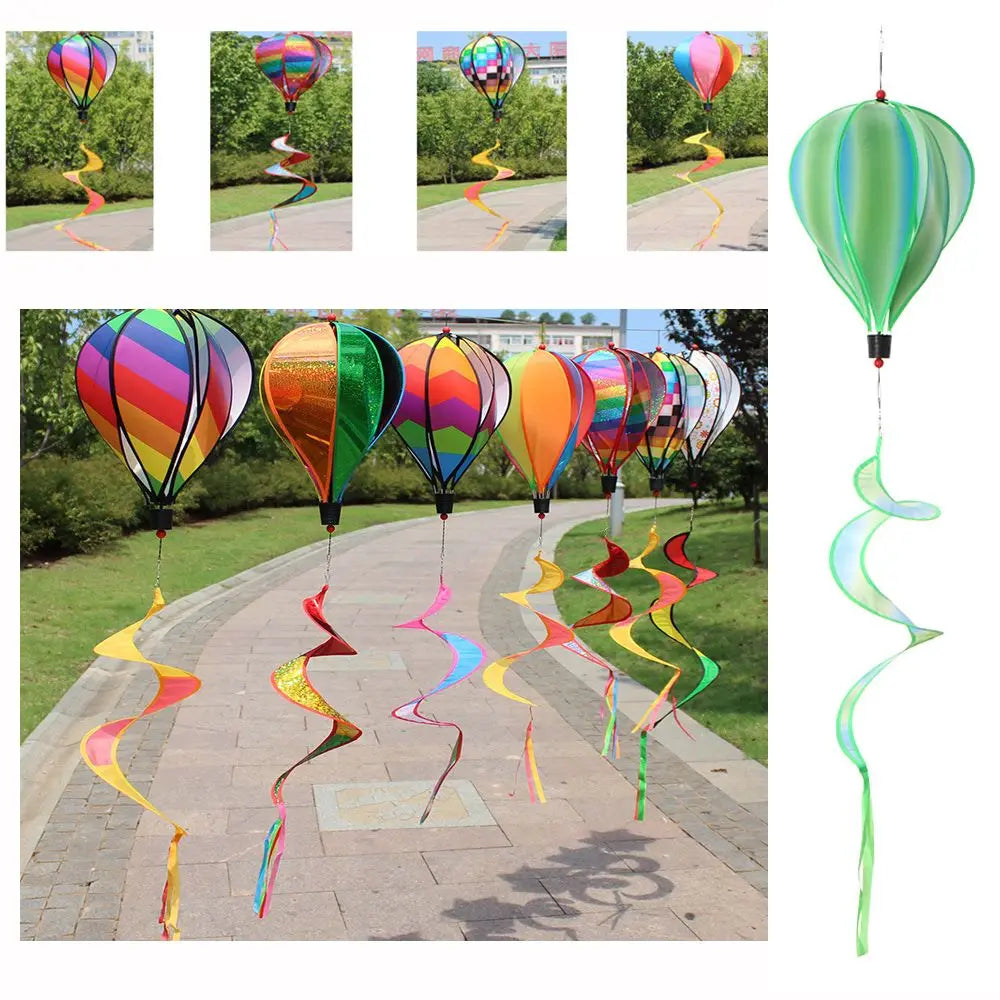 Giant Rainbow Hot Air Balloon Garden Wind Spinners Pinwheels Whirligigs Windmill Toys for Kids Yard Decor 43.3inch