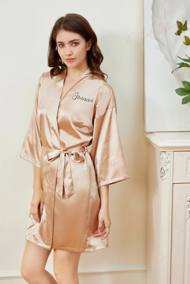 Personalized Name Bridesmaid Robes Bride Gift Bride Robe Gift Satin Robe Bride Dressing Gown Bridal Party Robes Wedding Robe