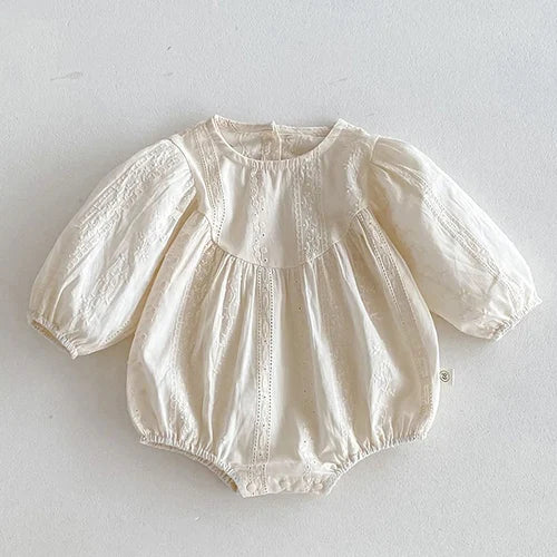 2024 New Autumn 0-24M Children Clothes Newborn Baby Girls Long Sleeved Cotton Bodysuits+Lace Dress Korean Style Climbing Suit