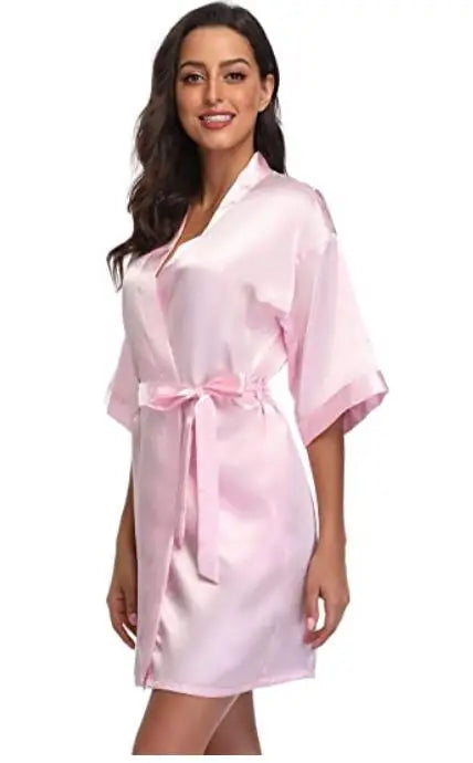 Satin Robe Female Intimate Lingerie Sleepwear Silky Bridal Wedding Gift Casual Kimono Bathrobe Gown Nightgown Sexy Nightwear