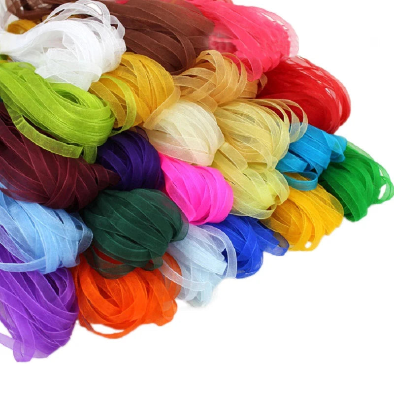 (40 meters/pack) 1/4''(6mm) Organza Ribbons Wholesale Gift Wedding Christmas Decoration Wrapping ribbons Handmade DIY