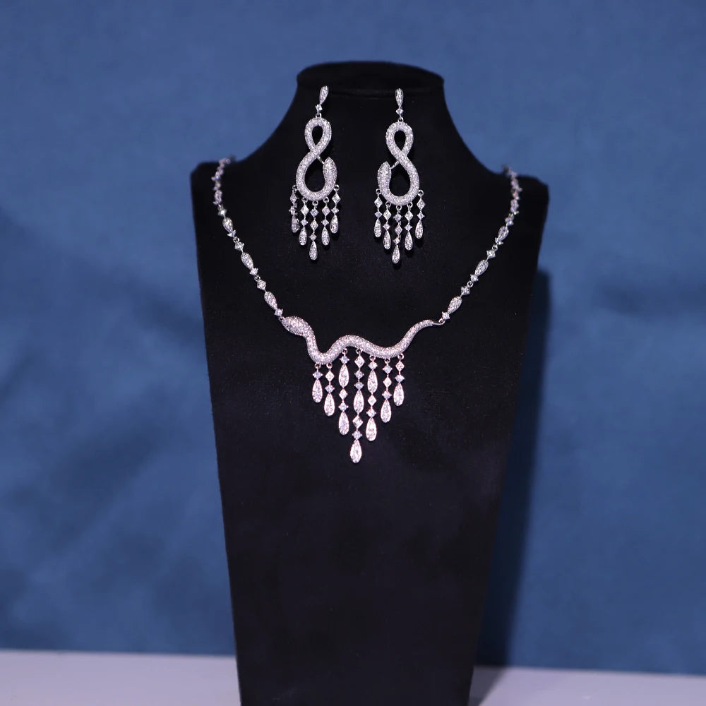 Simple cubic zirconia jewelry set for women, wedding jewelry for Saudi Arabian brides, exquisite accessories, high quality, 2 pi