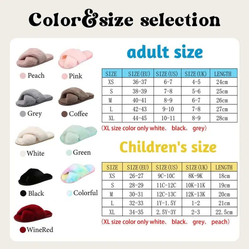 Personalized Bridesmaid Fluffy Slippers, Custom Bride Slippers, Bridal Slippers, Bridal Party Gifts Wedding Gift for Her