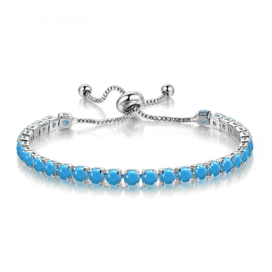 Adjustable Tennis Bracelet For Women Christmas Gift 4*4mm Rainbow Zircon Rose Gold Color Women's Bracelet Jewelry H056