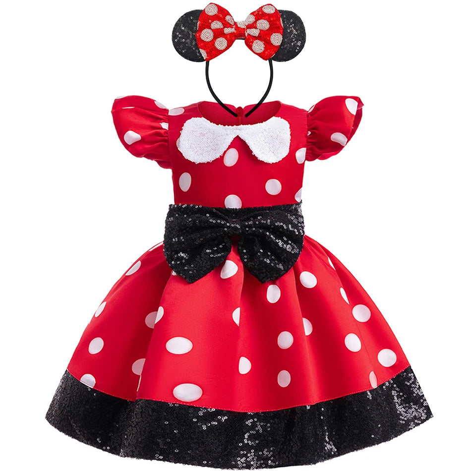 Disney Mickey Minnie Mouse Polka Dot Cosplay Baby Girls Boys Costume Kids Masquerade Clothes Children Halloween Carnival Dress
