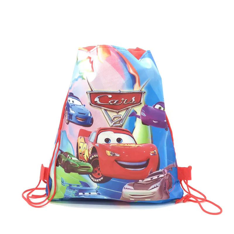 8/16/24/50PCS Cars Lightning McQueen Birthday Party Gifts Non-woven Drawstring Bags Kids Boy Favor Swimming School Backpacks