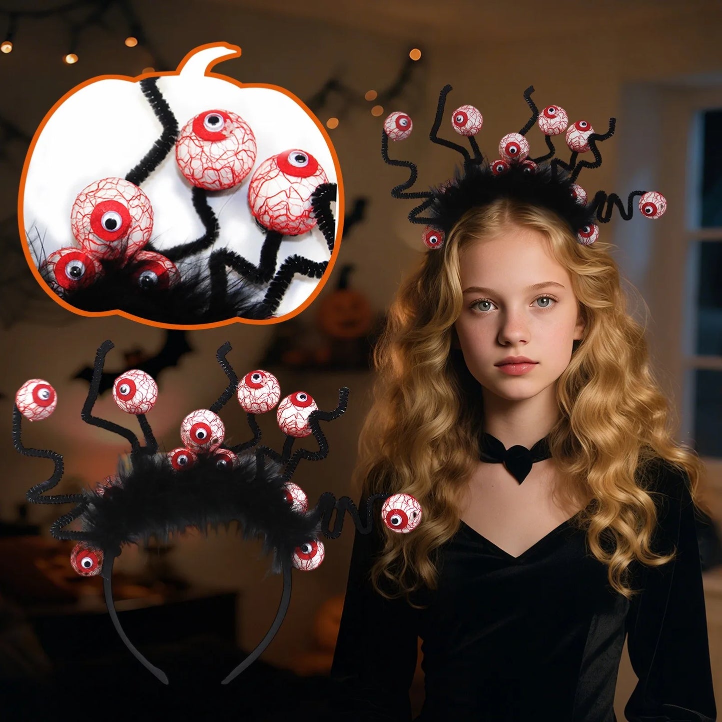 Halloween Eyeball Headband Creepy Party Hair Accessory Gothic Festival Costume Prop Spooky Hair Clip Horror Cosplay Decoration