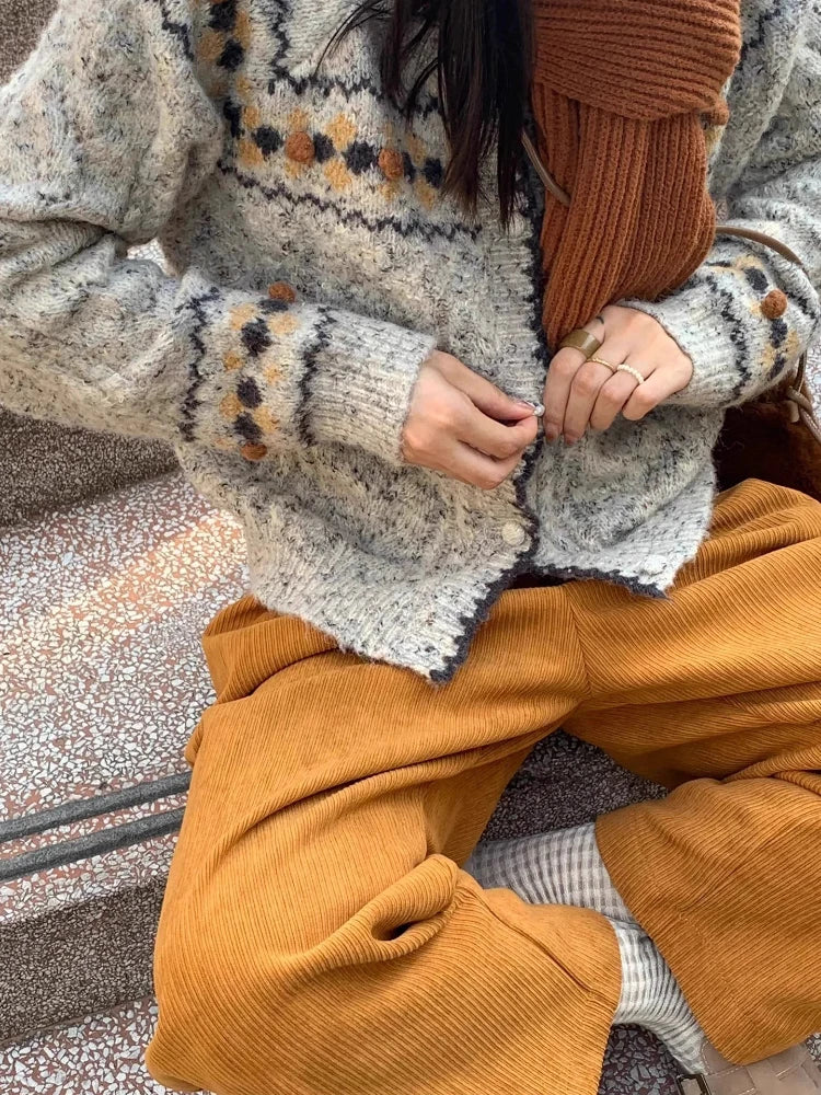 Vintage Sweaters Coats Loose Knitted Cardigan Top Korean Fashion Autumn Winter Knit Single-breasted Cardigan For Women Outerwear