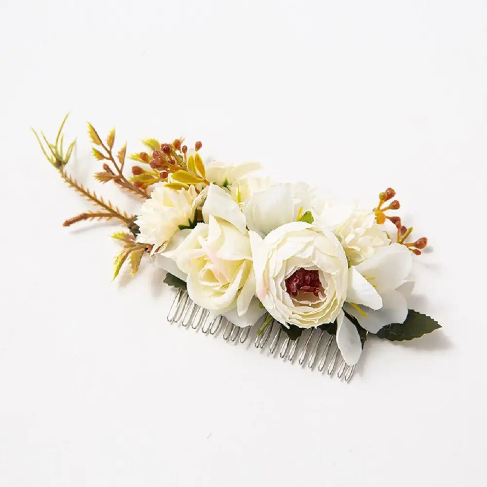 Flower Hair Comb Elegant Bridal Crystal Hair Ornaments Rustic Wedding Floral Women Flower Leaf Hair Comb Brides Hair Accessories
