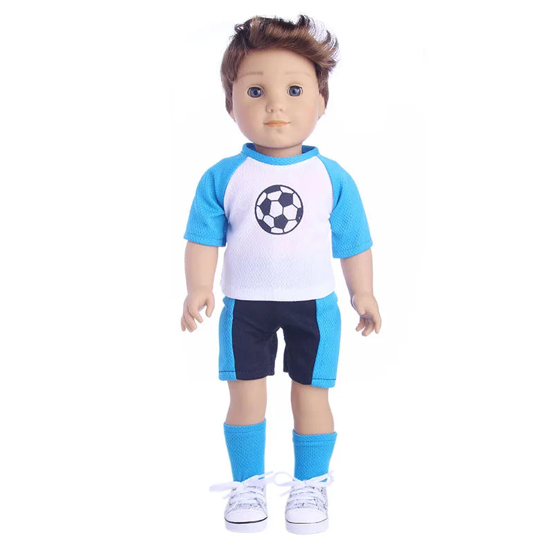 Blue Sportswear Doll Clothes Basketball Gym Shoes For 18inch American Doll 43Cm Reborn Baby items & Logan Boy Dolls Accessories