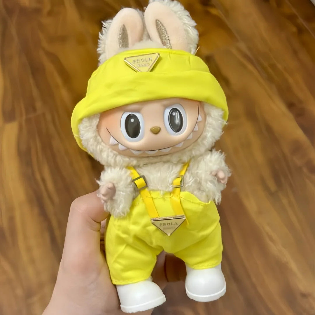 Doll's Clothes for 17cm Monster LABUBU clothes Dress up Baby Cowboy hat + suspenders Classic set