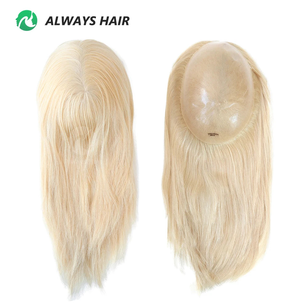 TP22INJ - All Injected Polyskin Hair Topper Chinese Culticle Remy Hairpieces for Women 14" 16" Toupee Women