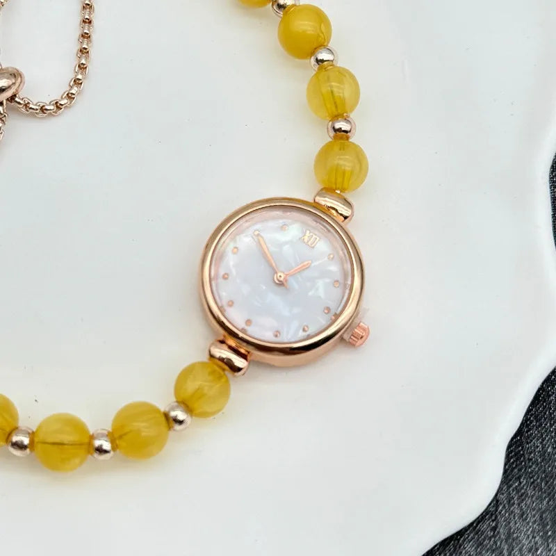 Luxury Adjustable Pearl Bracelet Quartz Watch for Women High-End Light Luxury Niche Market Elegant Timepiece can be customized