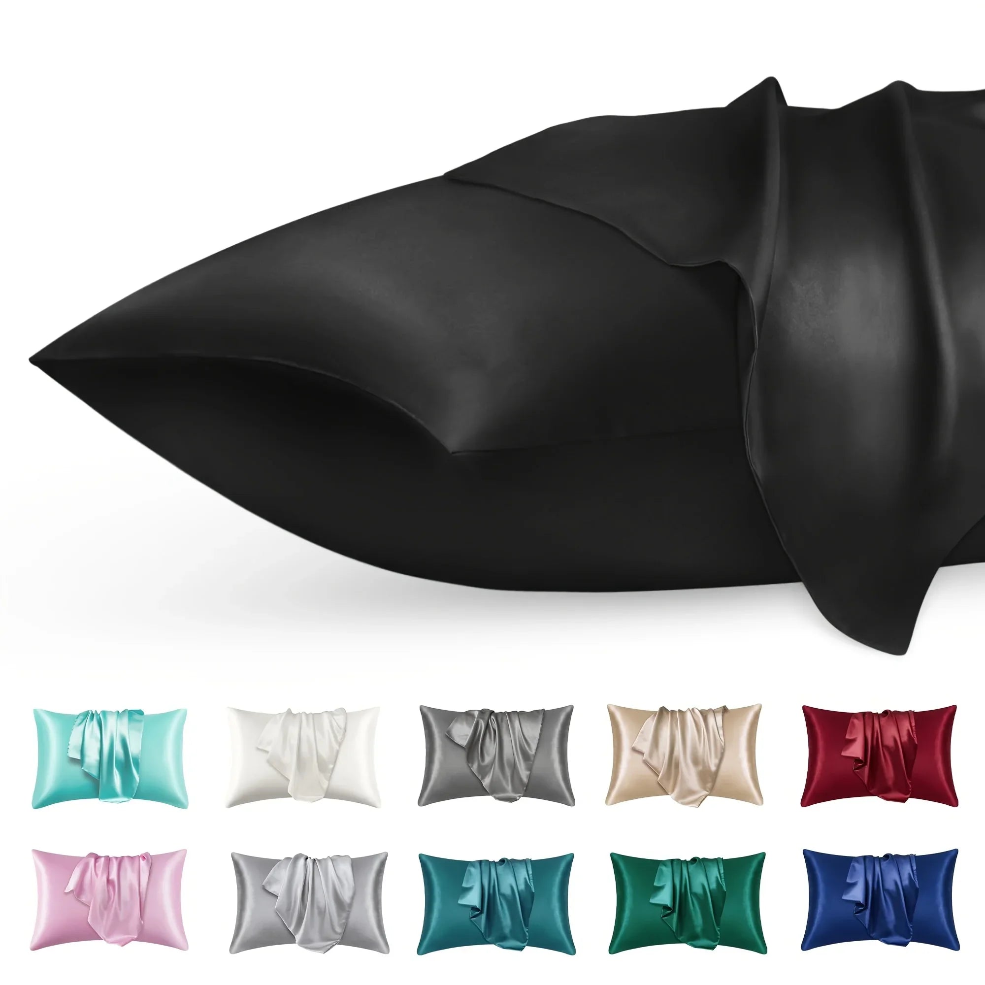 2pcs Luxury Satin Envelope Pillowcase  Solid Color, Silk Like High-End Nighttime Hair Protection, Woven Fabric, Active Printing