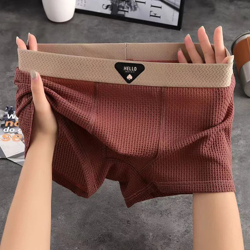 1Pcs Boxer Shorts Men's Underwear Ice Silk Underpants Sexy Panties 3A Antibacterial Breathable Elastic Lingerie Plus Size L-6XL