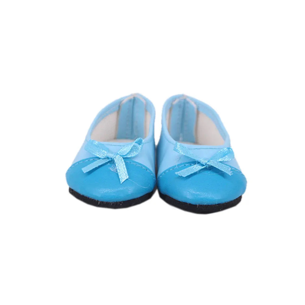 7Cm length Doll Shoes For 18 inch Girls American & 43Cm Baby New Born Doll Clothes Accessories Flowers/Bows Stamp Canvas Shoes