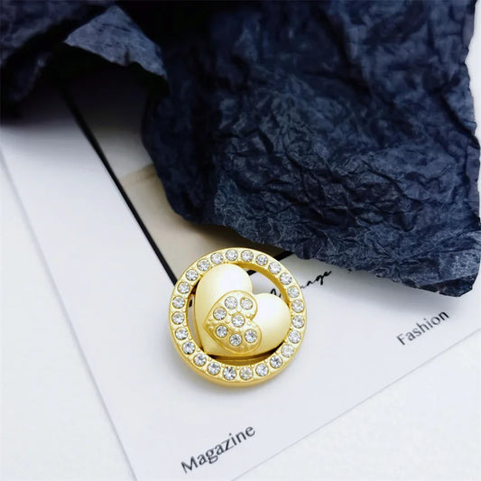 10 Pieces/set Fashion Heart Metal Hand Sewn Buttons, Exquisite Woolen Coat Jacket, Suit Windbreaker Buttons