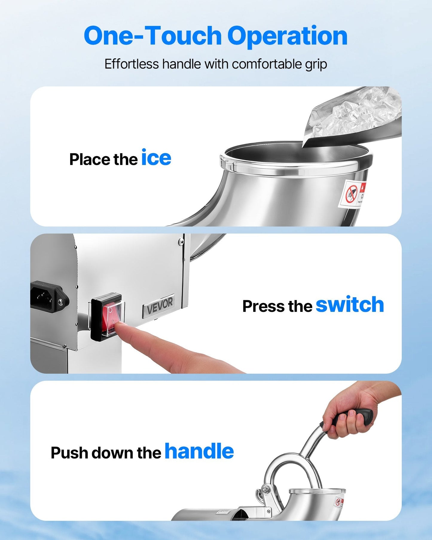 Commercial Ice Crusher 440LBS/H Electric Snow Cone Maker Shaved Ice
