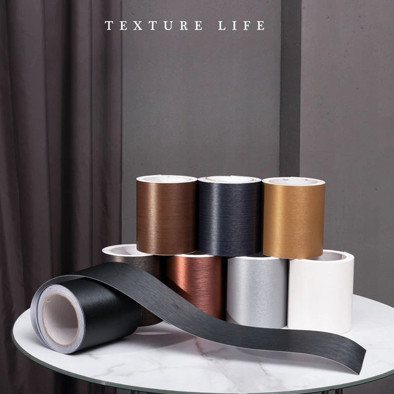 Thickened Brushed Imitation Metal Sticker Self-adhesive Skirting Line Wall Sticker Door Frame Renovation Decoration Self Pasting