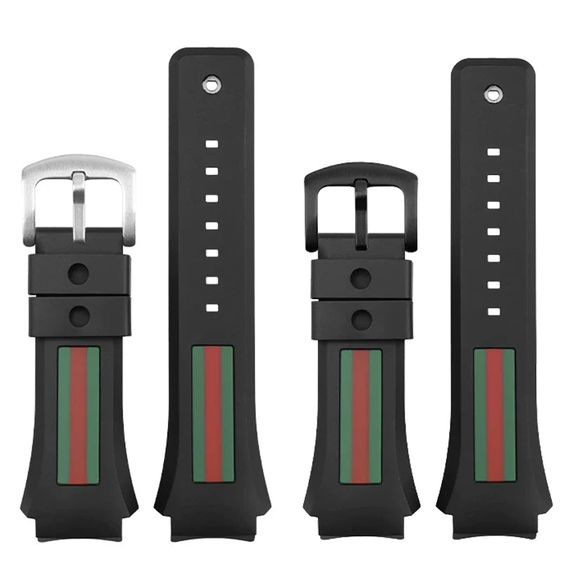 29-21mm For Gucci YA137/YA137107A Rubber Watch Strap Dedicated Protruding Port Band Waterproof Man Black Watch Bracelet