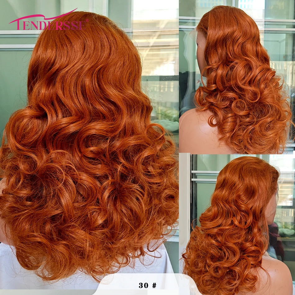 100% Raw Human Hair Bouncy Curly Lace Frontal Wigs 250 Density Ombre Bouncy Loose Wave Double Drawn Hair 13X4 HD Front Lace Wigs