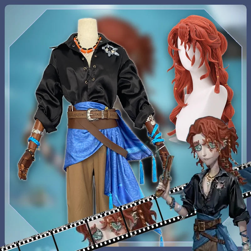 Game Identity Ⅴ New Skin Frederick Kreiburg Composer Cosplay Costume Uniform Clear rationality Wig Man Halloween Party Suit