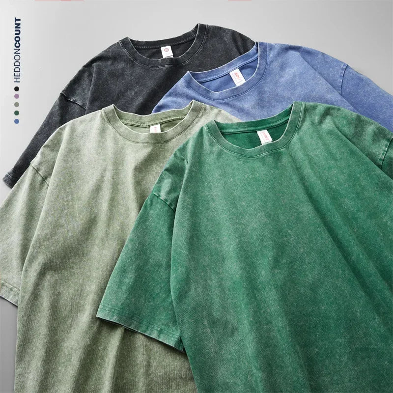 Quality Oversized Acid Washed Y2K T Shirt men Vintage T-shirts Streetwear Mineral Wash Tee Shirts boy Loose Luxury Brand Tops