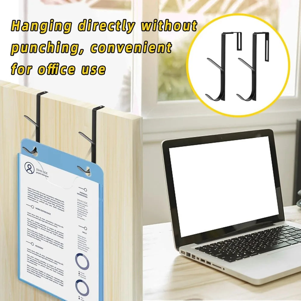 adjustable double coat hooks, thick cubicle wall coat hooks, metal over the panel double hooks adjusted to fit 1.35 to 3.5 inch