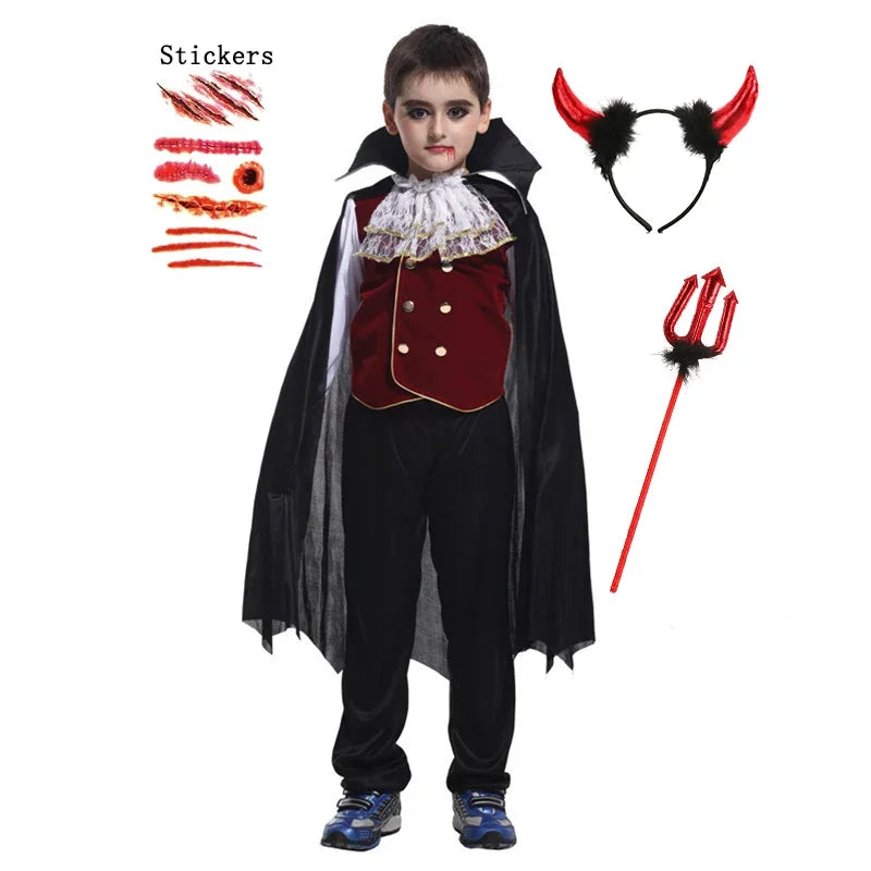 Baby Girls Halloween Ghost Bride Costume Children Cosplay Vampire Princess Dresses Kids Dress Clothes Gothic Carnival Party Gift