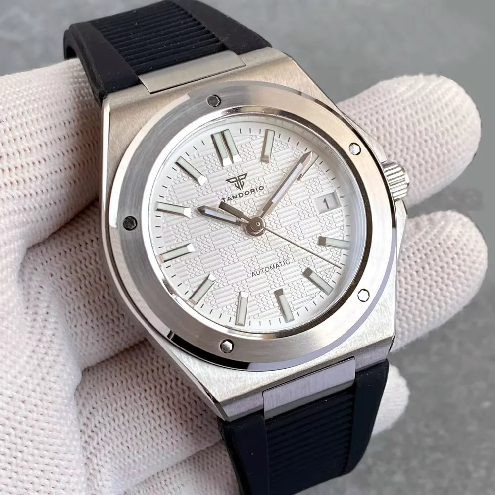 Custom New Silver 40mm Round Bezel White Dress Luxury Men Sapphire Mechanical Watch 100m Waterproof Japan NH35A Men Watches