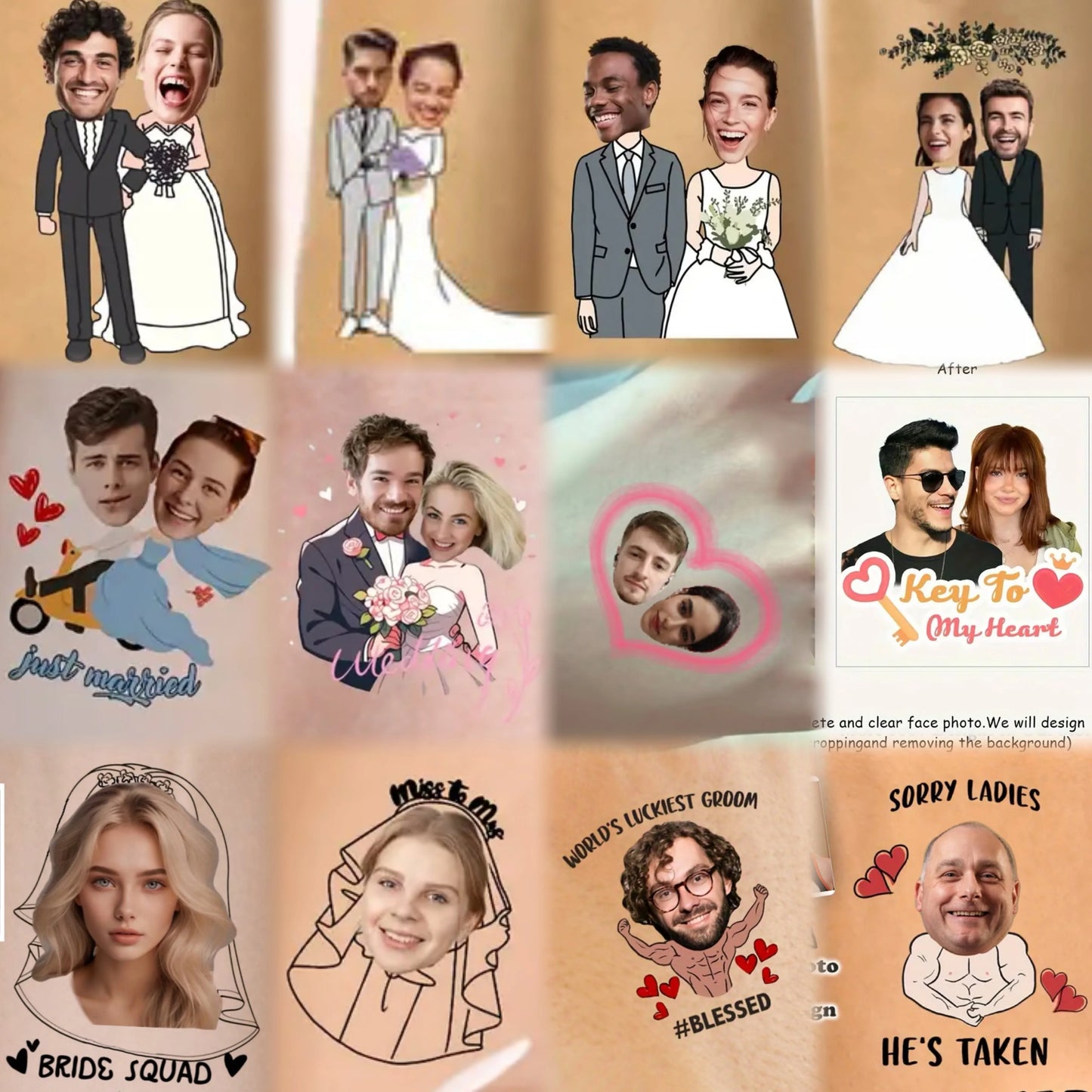 40PCS Customizable wedding temporary tattoo sticker personalized couple lover Proposal Bride groom decoration dressing up marrym