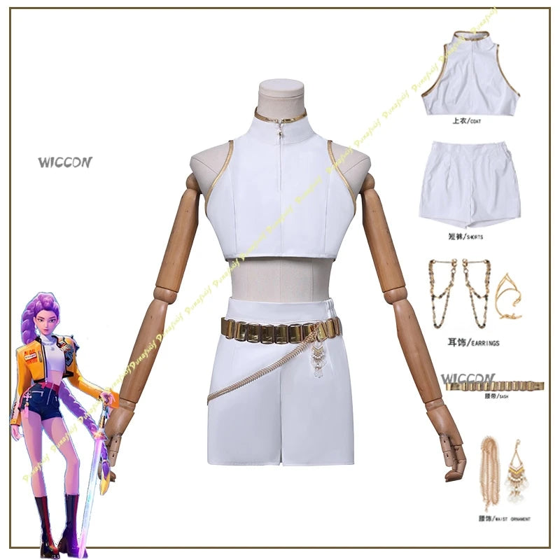 KPop Demon Hunters Anime Rumi Zoey Mira Cosplay Costume Wig White Golden Set Long Hair Girls Women Christmas Halloween carnival
