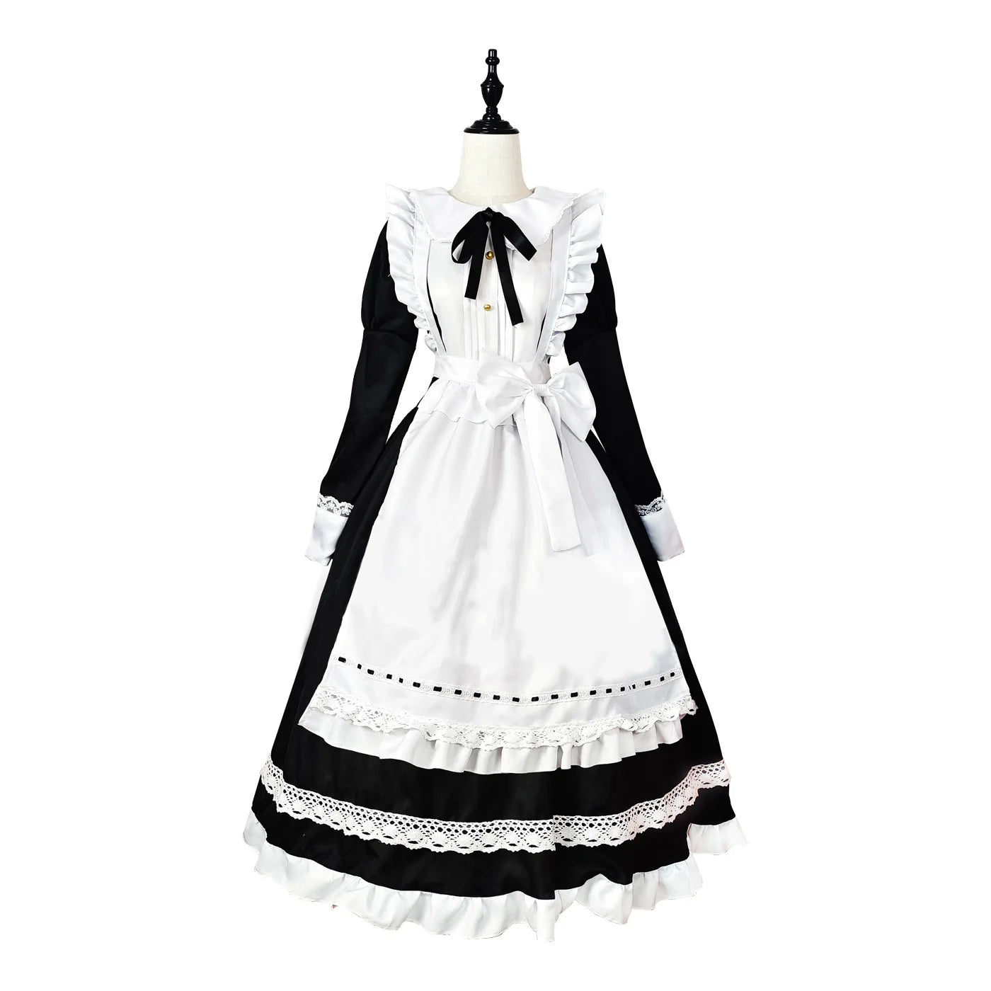 Anime Halloween Cosplay Costumes Anime Apron Maid Role Play Long Dress Plus Size Black White Lolita Lingerie Dress Maid Outfits