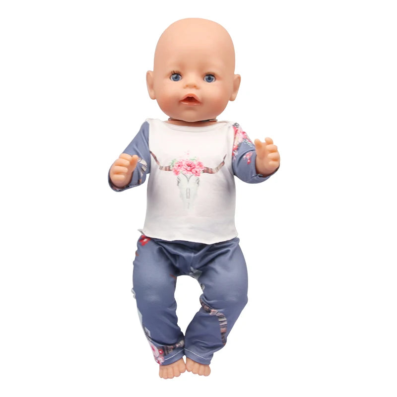 Cactus T-shirt+Denim Shorts Flower Dress+Hat Flamingo Doll Clothes Set For 18 inch American&43cm Baby New Born.OG,Life Girl Doll