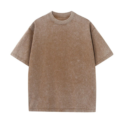 Men's Summer T-shirt 230G Heavy Cotton Vintage Washed T-Shirts Oversized Short Sleeve Loose Streetwear Short Sleeve Tops Tee