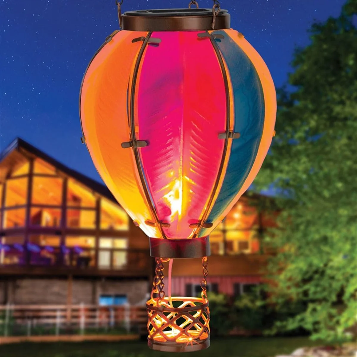 Art & Gift Solar Hot Air Balloon Lantern - Hanging Solar-Powered LED Lights, Waterproof Portable Decorative,1Pcs,A