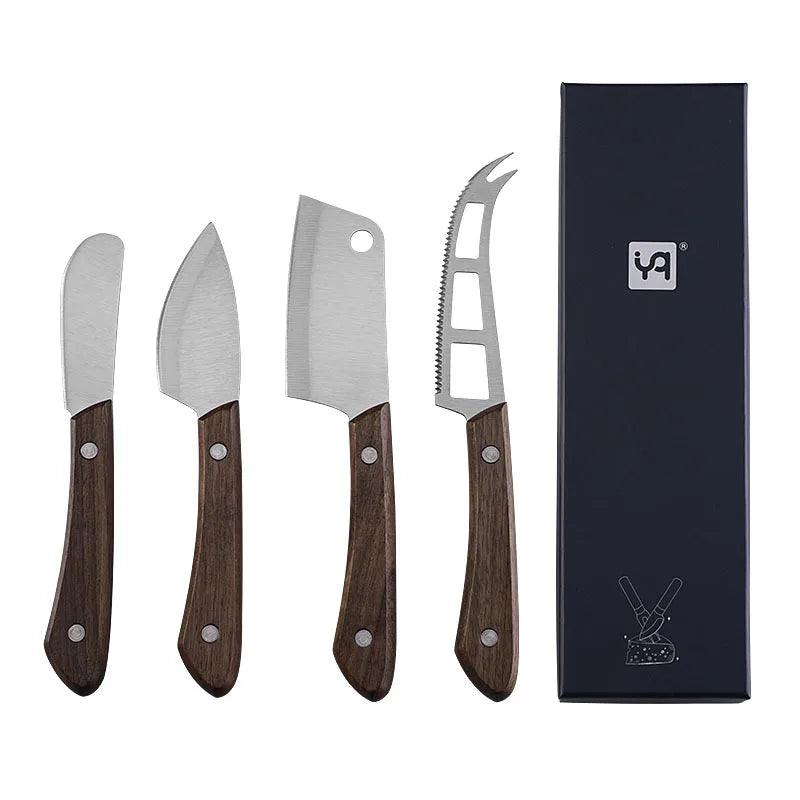 Stainless Steel Cheese Knives Set with Beautiful Walnut Wood Handle for Charcuterie Board Party Wedding Christmas