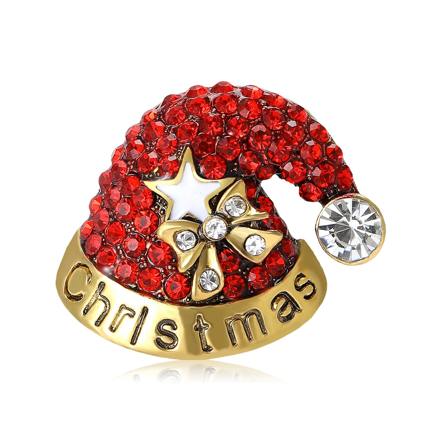 Cute Stylish Enamel Rhinestone Christmas Hat Alloy Brooch Personality Trend Festival Party Suit Dress Jacket Pin Decoration