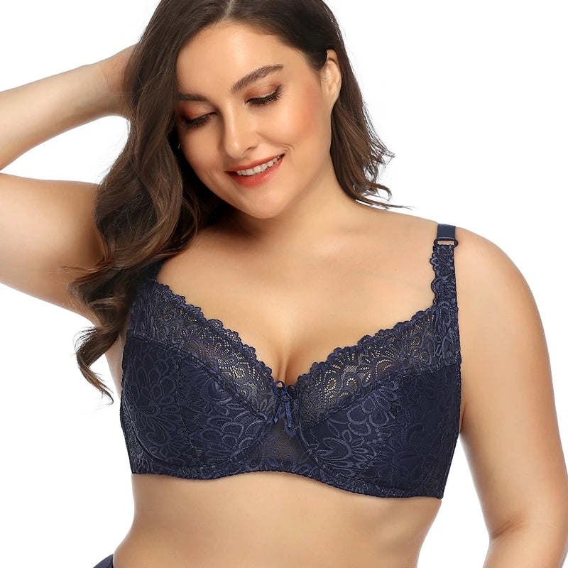 Beauwear Women Plus Size Ultra Thin Bras Embroidery Lingerie Female Unlined Floral Intimates 75F 75E 80E 85E 85DD 90DD 95E 100E