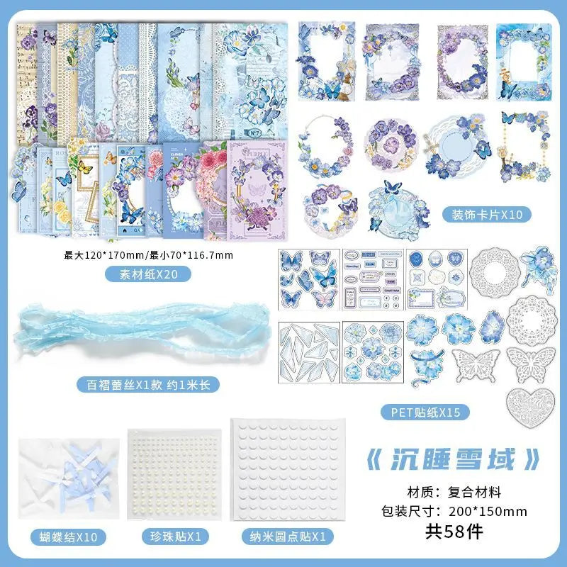 58 pcs Vintage INS Material paper set Planner handmade ita-bag accessories Scrapbooking Calendars Arts Diy Crafts