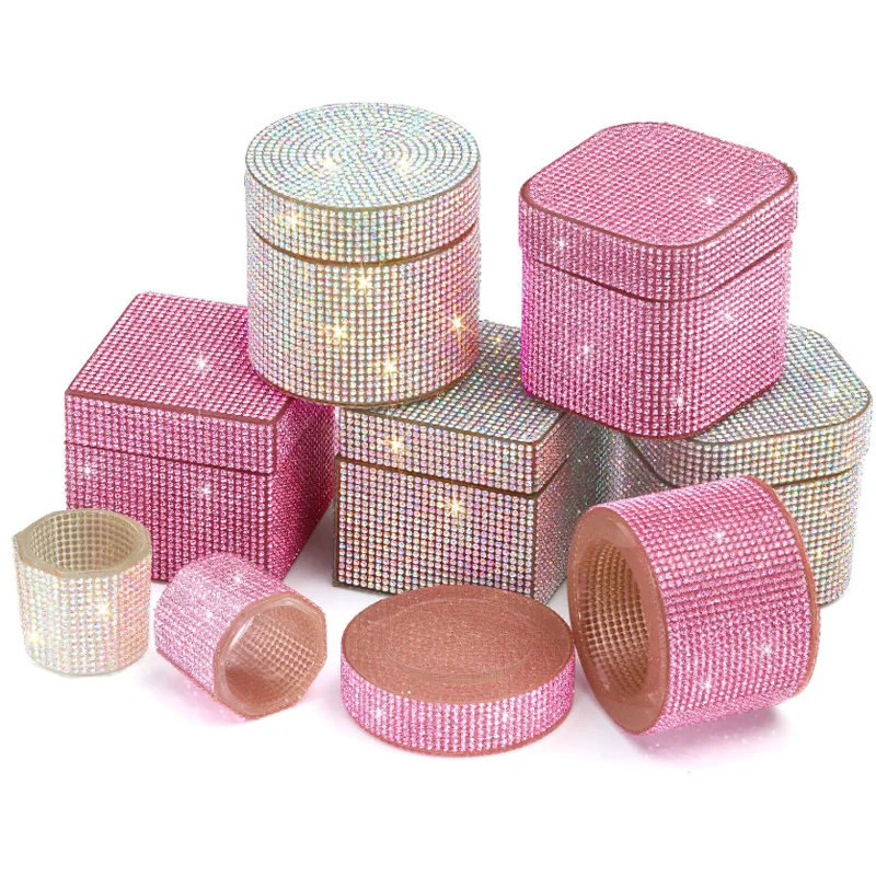 Nail Art Full Diamond Storage Bowl Nail Pen Brush Wash Cup Nail Salon Shiny Glass Crystal Cleaning Container Nail Art Accessory