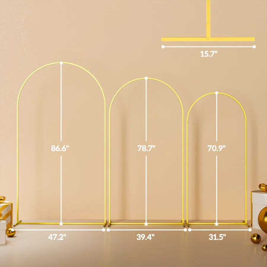 Metal Arch Backdrop Stand Set of 3 7 6.5 6 ft Wedding Arch Frame Balloon Backdrop Arch Stand Set for Birthday Party Bridal Sho