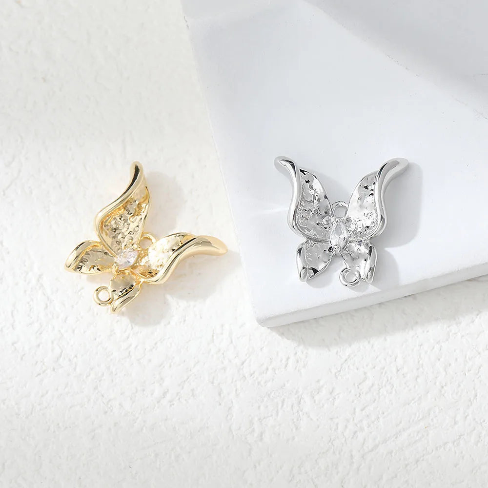 2PCS Dainty Butterfly Ear Studs Diy Earrings Charms Jewelry Making Findings Supplies 14k Gold Plated Accessories 16*17mm